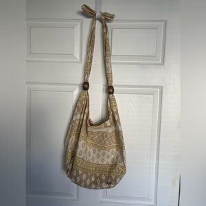 Old Navy Beige and Yellow Patterned Shoulder Bag